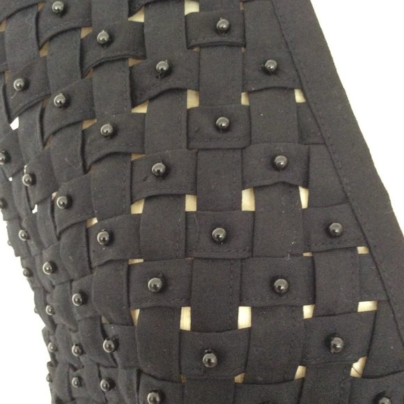 Vintage Halsey Collection Black Beaded Vest Basketweave  Pattern Size Small - Picture 3 of 5